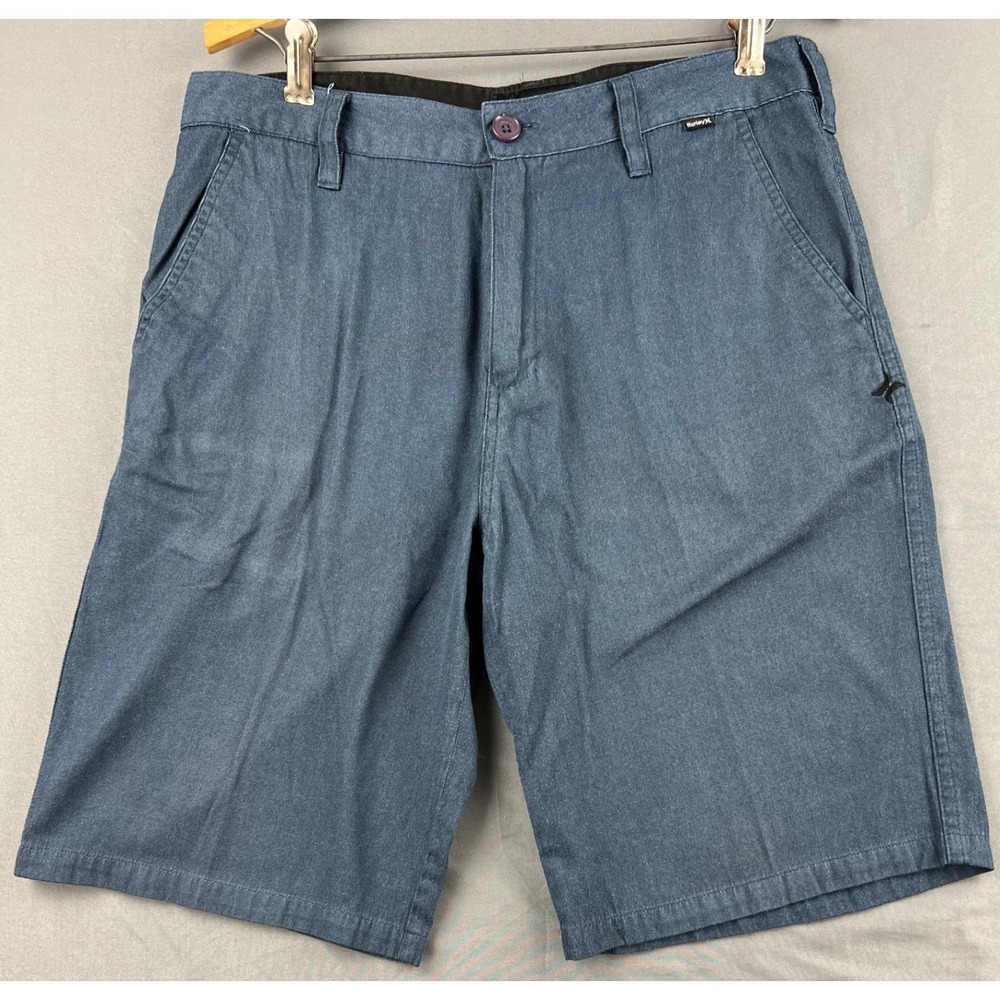 Hurley Chino Shorts Mens 30 Flat Front Heather Blue Casual Excellent